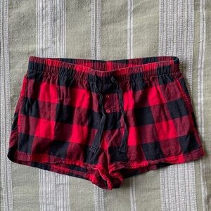 Flannel Red and Black Plaid Shorts